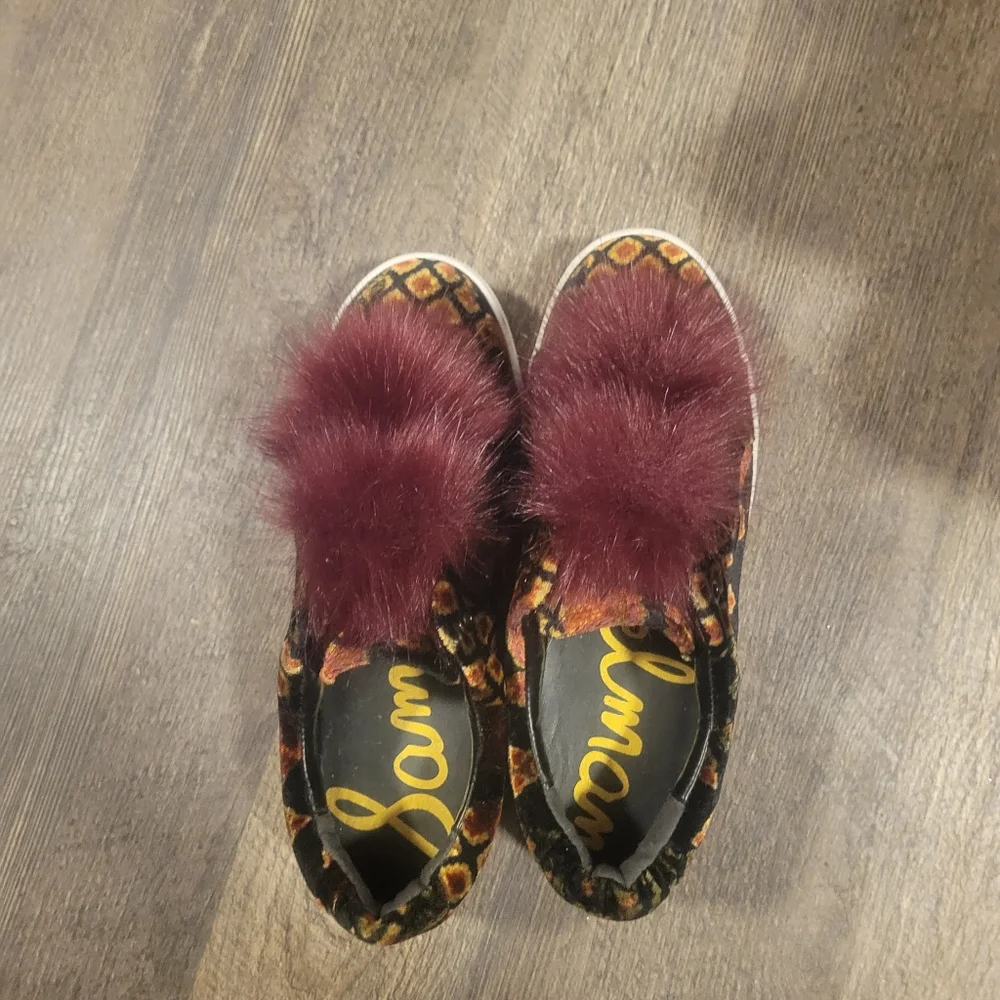 Sam Edelman Velvet & Fur Sneakers | Size 7.5